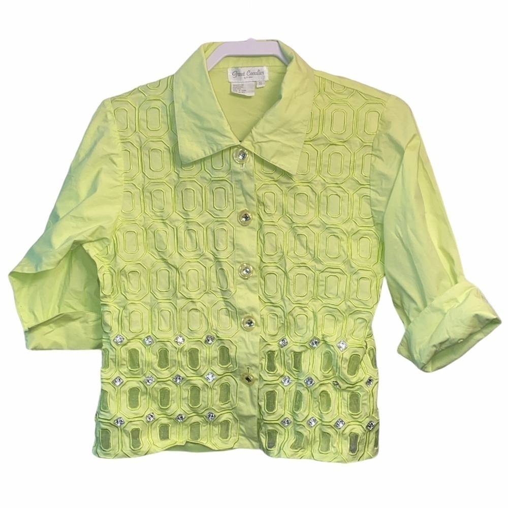 Great Cavalier by St Paul button down shirt rhinestone embellishments Sz Sm